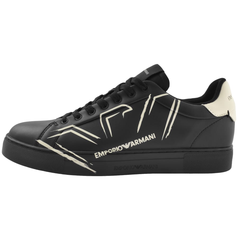 Emporio Armani Logo Leather Sneakers Black